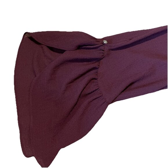 Max Studio Peplum Top Blouse Women's L Burgundy Bell Sleeve Glam Castlecore - Picture 3 of 10